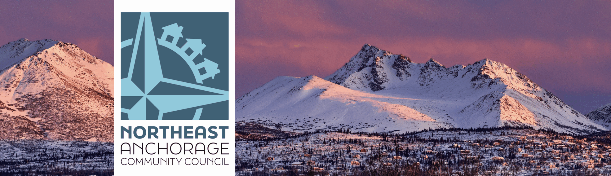 Chugach mountains over East Anchorage at sunset